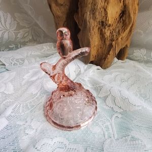 Fenton glass pink owl ring holder